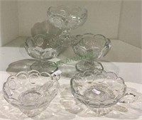 Fostoria five piece lot clear coin glass pattern