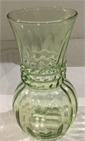 Beautiful vintage green glass swirl vase