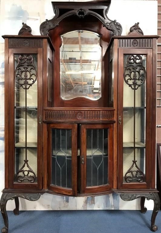 11 - ANTIQUE CURIO DISPLAY CABINET 82X47"