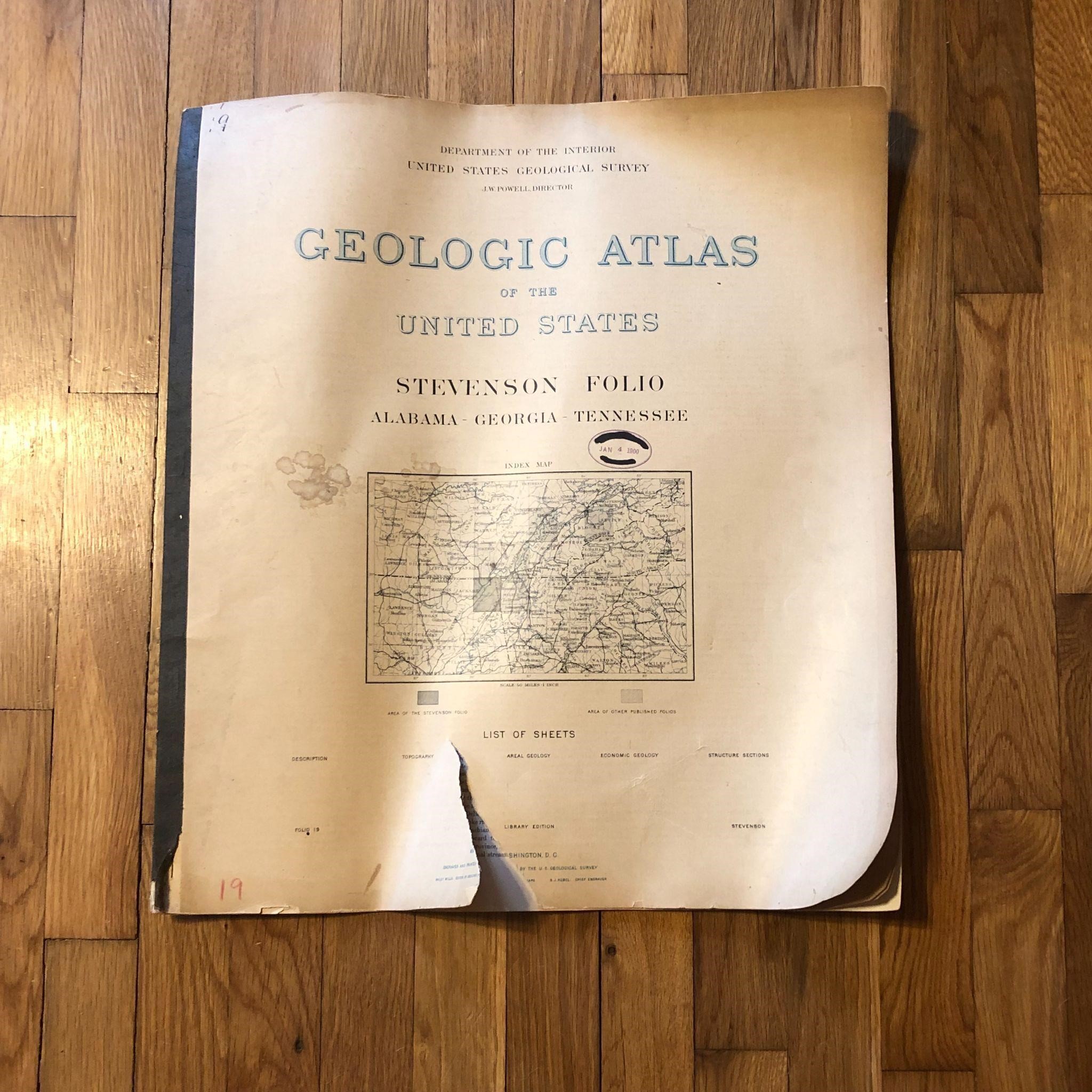 1895 Geological Atlas Stevenson Folio Map AL GA TN