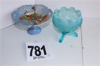 (2) pcs Blue Compote & Footed Dish (U249)