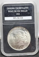 1922 Slab Peace Silver Dollar PCS Unc.