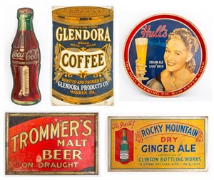Group lot of Vintage Tin Advertising Signs, 5