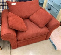 Red Uphosltered “J. Raymond” Oversized Arm Chair