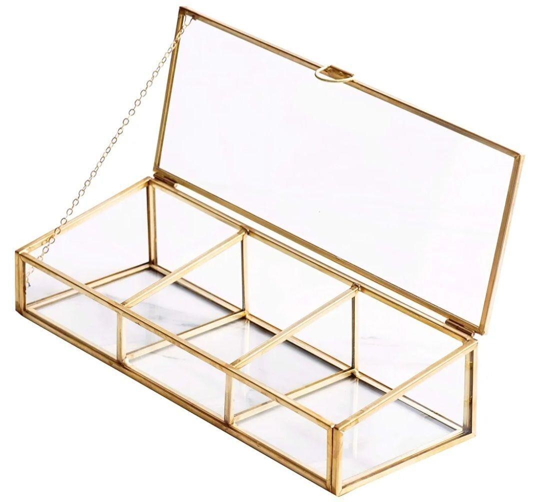 Brass and glass jewelry box