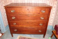 Sheraton style wooden chest with 4 drawers 41" X