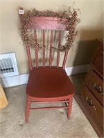 PAINTED ANTIQUE CHAIR AND DRIED FLOWER ACCENT