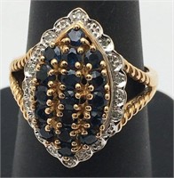 10k Gold, Diamond & Sapphire Ring