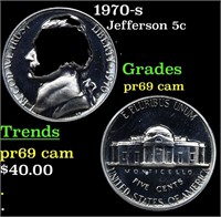 Proof 1970-s Jefferson Nickel 5c Grades GEM++ Proo