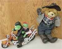 Cowboy Bear Plush & Frogs On Motorcycle