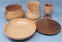 (5) Unique Various Wood Dishes, Decor Pieces