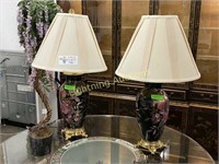 TWO ASIAN ORIENTED URN TABLE LAMPS