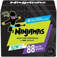 *Ninjamas Nighttime Bedwetting Underwear S/M 66CT