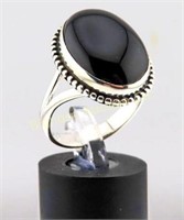 Ring Size 8.5 Onyx, Sterling Silver