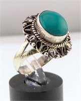 Native Ring Size 9 Turquoise Sterling Silver