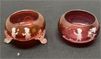 Matched Small Red Glass Dishes