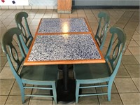 2 Tables and 4 Teal Chairs
