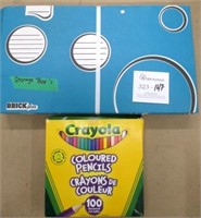 6 BrickPlus Storage Boxes & Crayola Pencil Crayons
