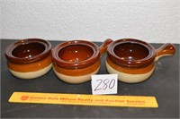 Lot of 3 Stoneware Soup Bowls