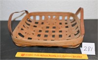 Vintage Wooden Basket w/Leather Handles (Appear