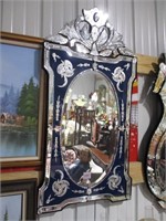 434-BLUE VENETIAN MIRROR 49 " T X 24 " W