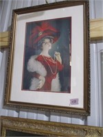 438-PRINT PICTURE FRAME / LADY RED HAT 23"W X 30"T