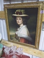 437-LADY OIL ON CANVAS PICTURE FRAME 25" W X 30" T