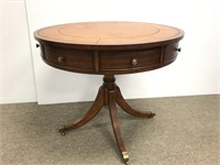 Fabulous mahogany leather top drum table