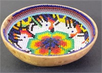 Huichol Sacred Hand Beaded Gourd Bowl