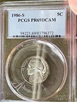 1986-S PCGS PR69 DCAM Jefferson Nickel