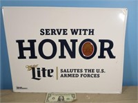 *Miller Lite Military Support Metal Sign, 24in X