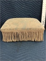 Petite Upholstered Foot Stool With Fringe