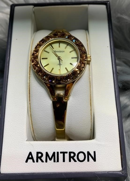 Armitron Ladies Gold Bangle Watch 75-4038gp