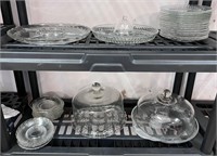 Large 34 PCS glass lot. Cake trays, saucers & more