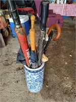 Ceramic Umbrella Stand & Umbrellas