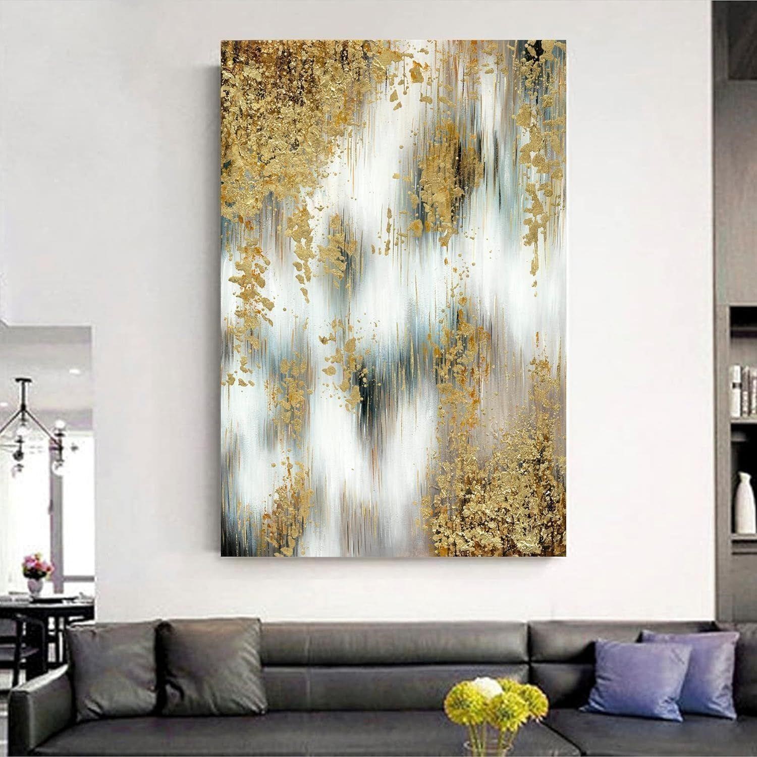 NEW $60 Golden Abstract Wall Art