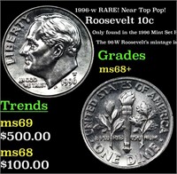 1996-w Roosevelt Dime RARE! Near Top Pop! 10c Grad