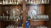 shelf lot, two glass angel serving plates,