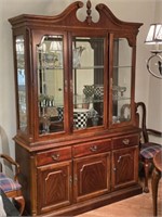 American Drew Two Piece Lighted China Cabinet