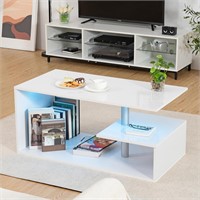 HOMMPA LED Coffee Tables for Living Room Modern Wh