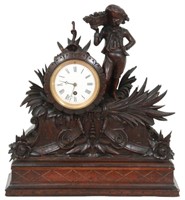 Figural Black Forest Carved Mantle Clock