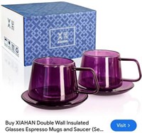 MSRP $20 Glass Mugs & Saucers