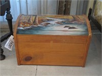 Small wooden chest with painted top