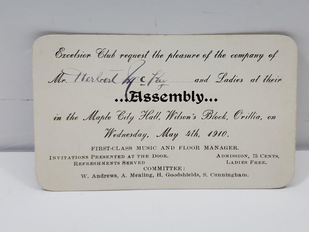 1910 Invitation Card
