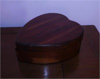 Wood hinged heart shaped box, 7" x 3" x 8" - Wood