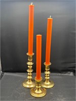 Vintage brass candle holders set of 3 tiered