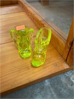 Vaseline Glass Angel and Shoe