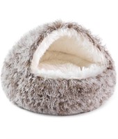 Dog Bed Round Hooded Plush Cat Cave Donut Anti