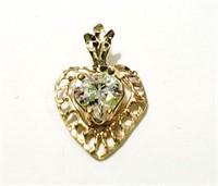 10 Kt Gold and Diamond Heart Pendant