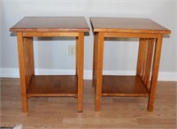 Pair of mission style side tables, 21.25 X 21 X
